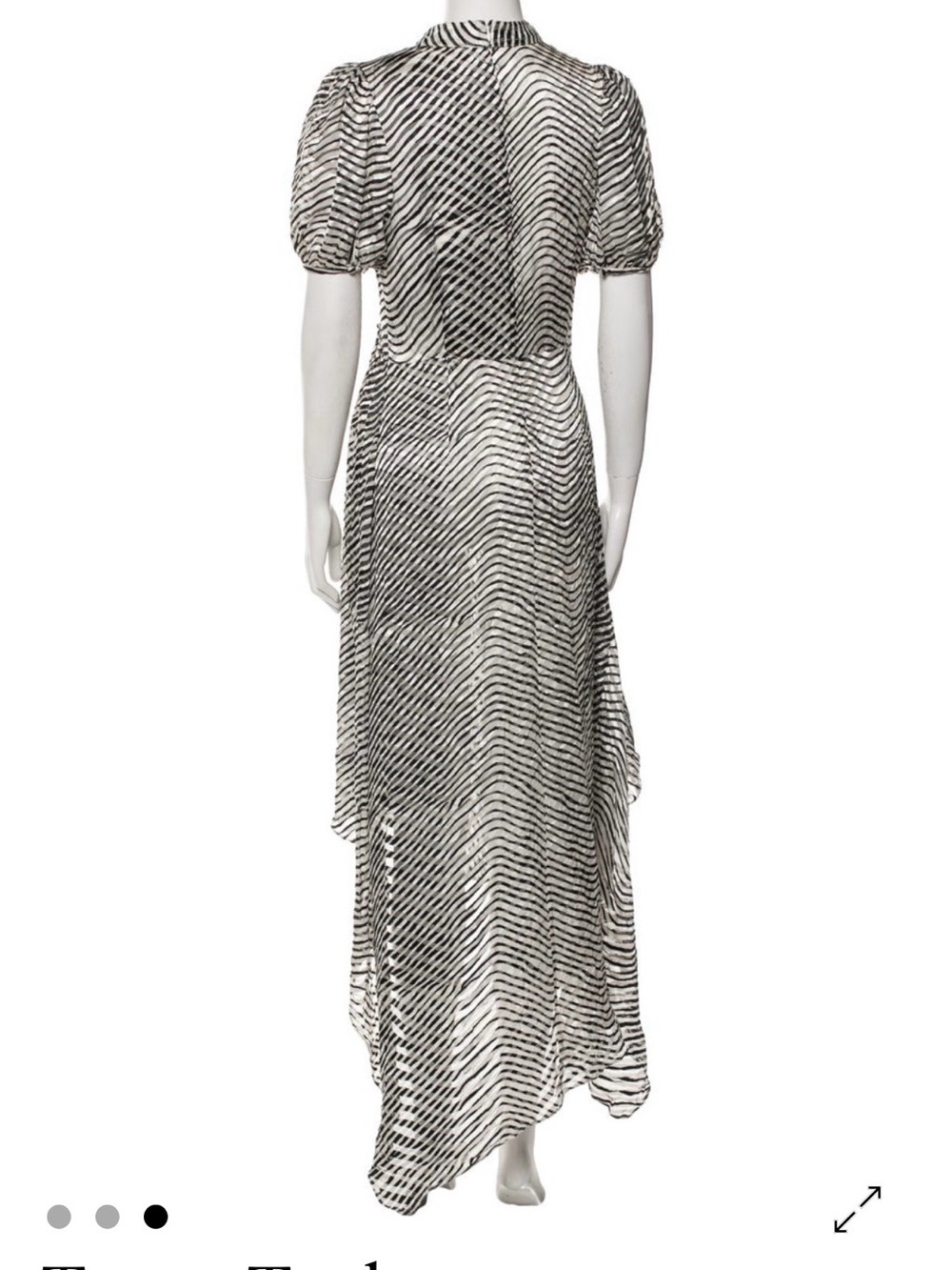 Tanya Taylor Striped Black & White Puff-Sleeve Dress sz6